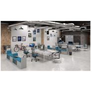 Play&Work - Bureau open space design pour 6 personnes - Bench avec finitions personnalisables et options de cloisons_1