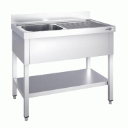 Plonge inox 1 bac avec égouttoir et étagère - P 700 mm -_1