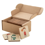 Jeu de memory en bois de bouleau laminé - motifs thématiques - 24 tuiles - impression logo couleur_1