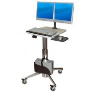 Chariot médical informatique Dual Flat Panel PC Cart H Class - ErgonoFlex - 27,93 kg - Réglable en hauteur, antibactérien et ergonomique_1