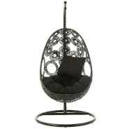 Fauteuil suspendu VANA - Aluminium et roseau noir - Utilisation intérieure et extérieure - Capacité 125 kg_1