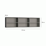 Surmeuble 6 niches de rangement pour lit escamotable horizontal 140x200 cm - Hauteur 56 cm - Finition gris mat_1