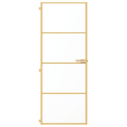 Vidaxl porte intérieure mince doré 76x201,5 cm verre trempé aluminium 155136_1