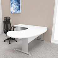 Bureau ergonomique et caisson intégré Sigma - Mobel Linea - 220, Alu, Blanc, Gauche, 4 tiroirs_0