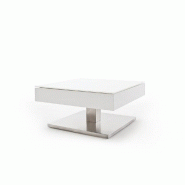 Table basse Marseille laquée blanc mat - Plateau en verre trempé - 75x75 cm - Piétement en acier brossé_1