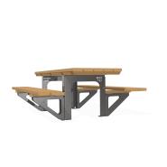 Table d'extérieur en acier inoxydable personnalisable avec bancs en bois durable - Référence MUB3_1