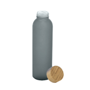 Gourde en verre givré - bouchon bambou - 500 ml - couleur noire_1