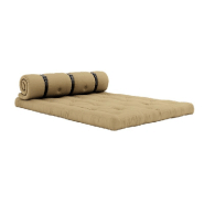 Canapé futon standard convertible Buckle-Up Sofa - couleur beige blé - matelas 140x200 cm, épaisseur 12 cm_1