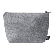 Trousse de maquillage zippée en feutre RPET - Couleur gris - Poids 32,5 g_1