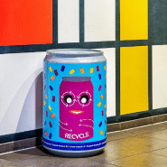 Poubelle décorative pour recyclage de canettes en aluminium - Capacité 210L