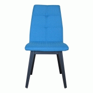 Lot de 2 chaises Maelys en hêtre massif - tissu bleu polyester - piètement laqué noir_1