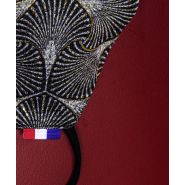 Masque barrière grand public Art Déco - motifs feuilles argentées et dorées - modèle mixte - made in France_1