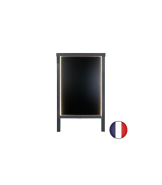 Chevalet stop trottoir en bois avec éclairage LED - 90 x 55 cm - Référence : LSTF49AN+LED_1