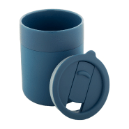 Mug de voyage en céramique - silicone bleu - 300 ml avec couvercle en plastique PP_1