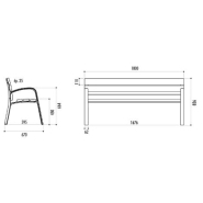 Banc public Modo en pin - 6 lames, 180 cm, piètement en fonte ductile, certifié FSC_1
