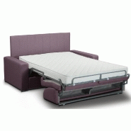 Canapé convertible Belle Époque CanapExpress - Lattes 160 cm - Matelas mémoire 22 cm - Tête de lit intégrée - Tweed fuchsia_1