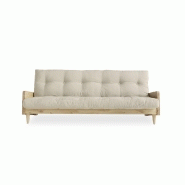Canapé 3 places convertible Indie - Style scandinave futon beige - Couchage 130x190 cm - Karup_1