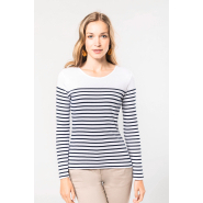 Marinière manches longues femme - Kariban - Réf: K386 - 100% coton avec point fantaisie et fentes latérales_1
