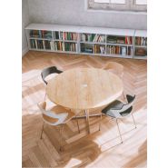 Table de réunion Stricto Sensu - élégance avec piétement en croix - plateau rond ou carré - électrification centrale_1