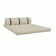 Canapé futon standard convertible Buckle-Up Sofa - couleur beige - matelas épais et confortable 140x200 cm_1