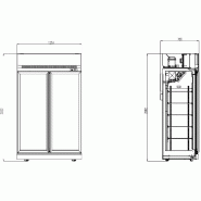 Vitrine réfrigérée murale  Négative 2 Portes Noir INS-1000F BL 1253mm Profondeur: 710mm Combisteel_1