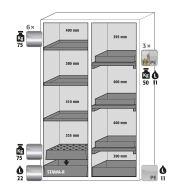 Armoire de sécurité S-CLASSIC-90 modèle S90.196.120.MV.WDAS - Réf 30348-001-30350 - Type 90 - Stockage de substances dangereuses inflammables selon NF EN 14470-1_1