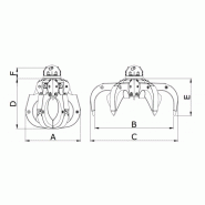 Grappin à vérins horizontaux OP - GDM - 5 dents, capacité 350-700L, charge 7-12T_1