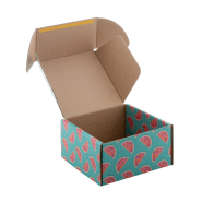 Boîte postale personnalisée en carton ondulé - carrée, imprimée en couleur avec bande auto-scellante_1