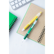 Stylo à bille en plastique - grip en caoutchouc - encre bleue - couleur jaune - 8g_1