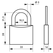 Cadenas à clé Mach 2 - 35mm - Corps laiton monobloc - Marque Thirard - Garantie 10 ans_1
