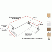 Bureau d'angle pieds I Practika P5 - Quadrifoglio - 180, Hêtre, Fixe, Avec voile de fond_1