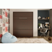 Armoire lit escamotable Mykonos Wengué - Couchage 160x200 cm - Ouverture assistée et design chic_1