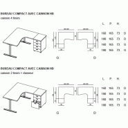 Bureau compact 90° avec caisson de rangement Idea Tube -Quadrifoglio - 160, Alu, Gris, Droite_1
