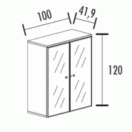 Armoire portes battantes en verre, cadre alu  avec serrure - 2 étagères - hauteur 120 cm So Madrid_1