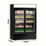 Armoire à boissons noire double portes coulissantes avec canopy - 880L_1