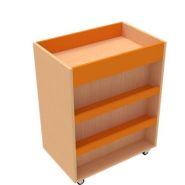 Meuble d'exposition - Réf. R.RE - Avec étagères à rebords et bac à roulettes - Pour crèches et collectivités_1