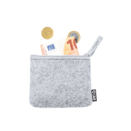 Porte-monnaie zippé en feutre RPET - Labélisé RPET - Gris - 11g_1