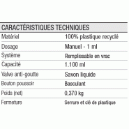 Distributeur Manuel Modulable pour Savon Liquide 1.1 L 100% Plastique Recyclé Noir Mat_1