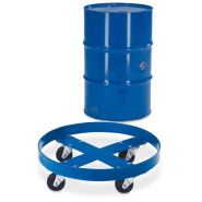148431W - Roule-fût en acier peint RAL 5010, pour fûts acier 200L et plastique 220L - 4 roulettes pivotantes_1