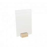 Porte-affiche sur socle bois chêne FSC, vis nylon - Etic Création - Format A5 (14,8 x 21 cm) - Plexi 2 mm_1