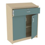 Banque d'accueil avec tiroir - Écritoire et double porte - Réf. BU.BAA1 - Dimensions L900mm x H1100mm x P332mm