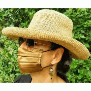 Masque lavable en satin de soie mordoré - doublé coton - 2 couches - 3 plis - Réf 30211.01.5_1