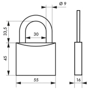 Cadenas à clé Mach 2 - 55 mm - Laiton monobloc, anse laiton, mécanisme à goupilles - Thirard_1