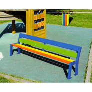 Banc bois et acier Silaos® junior - ref : 299006 - pour enfants maternelle et primaire - multicolore, 1500 mm_1