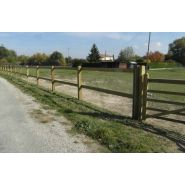 Clôture bois Normandie pour chevaux - Horse Stop - 2 demi-lices, 1m30 - Ref. BT200-2 - Pin sylvestre traité autoclave classe IV_1