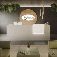 Grand bureau d'accueil droit Delta - Mobel Linea - 204, gris satin, Oui_1