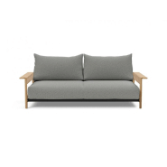 Innovation Living - Canapé design Malloy en chêne - Convertible lit 155x200 cm - Tissu bouclé Ash Grey_1