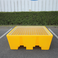 Lot de 5 bacs de rétention pour 4 fûts standard en PEHD - 475L - avec caillebotis en acier galvanisé_1