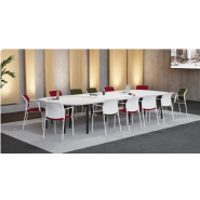 Table de réunion Paris - piètement métallique design triangulaire sur vérins - plateau mélaminé double face_1