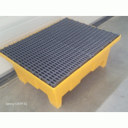Bac de rétention plastique 70 litres sur pieds avec caillebotis 81x64x34 cm_1